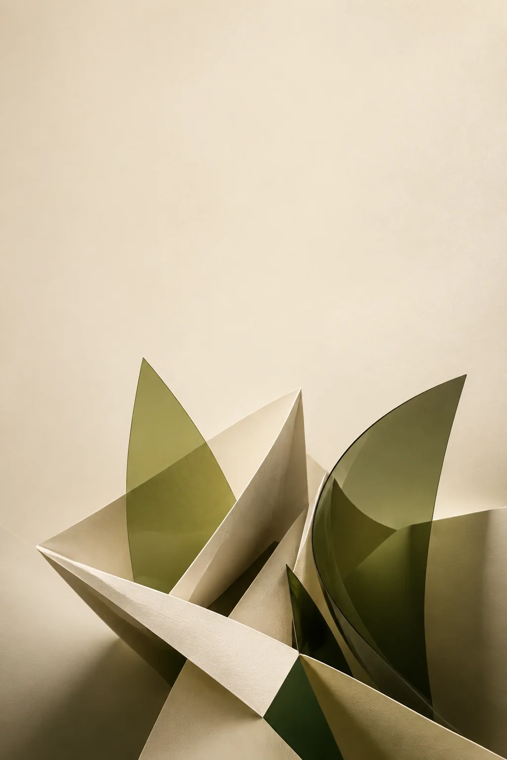 Composição da identidade Prisma com papel e vidro verde-oliva